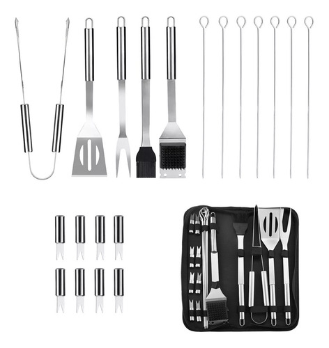 Juego De 20 Utensilios De Acero Inoxidable Para Asar Carne Y