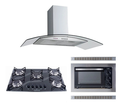 Coifa 90 Cm E Forno Embutir E Fogão Cooktop 5b Ofertaço