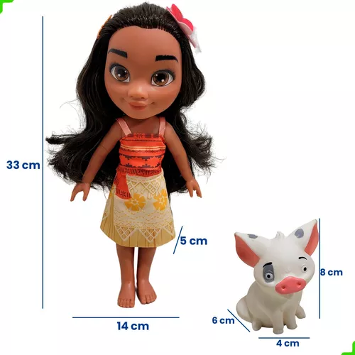 Brinquedo Boneca Princesa Moana 45cm e Porquinho Pua 8cm Disney em