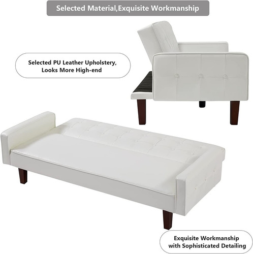 Futon Convertible De Pielsint Color Beige Marca Mikibama