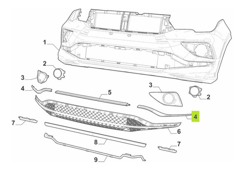 Moldur Izq Rejill Central Parag Del Original Fiat Cronos 18-