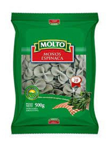 Fideos Molto Moños Espinaca 500 Grs X 9 Unidades