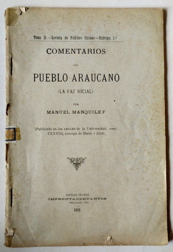 Comentarios Araucanos Faz Social Manquilef 1914 Mapuches