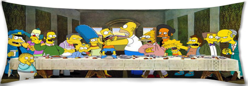 Cojin Almohada Larga Ultima Cena The Simpsons 35x100cm Diseño De La Tela Lisa