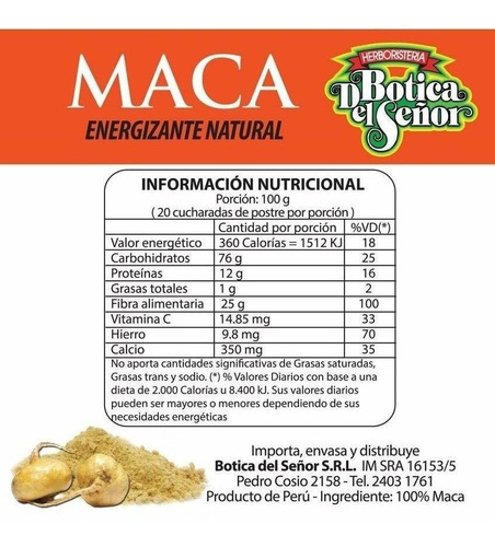 Maca Botica Del Señor 220g Sabor