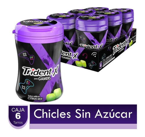 Chicles Trident X Para Gamers Citrus Mix Display X 6 Tarros