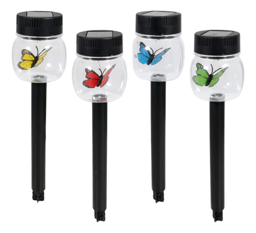 Luz Mariposa Cristal Una Estaca Tarro Led Solar Para Jardin