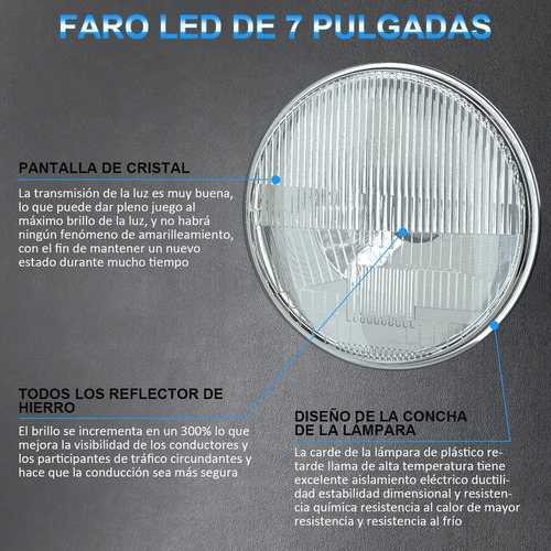 Para D 2pc 7 Pulgadas Redondo Faros Carcasa De Vidrio,