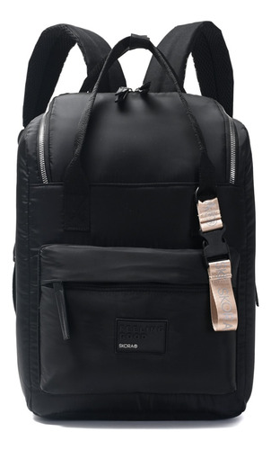 Mochila Maggie Skora Matero Unisex Con Llavero Y Porta Termo Color Negro Diseño De La Tela Liso