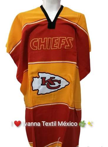 Jorongo Gabán Deportivo Nfl Kansas Chiefs 3pzas 100% Algodón