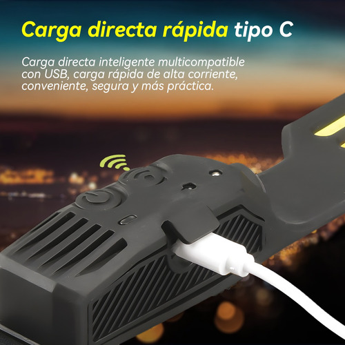 Lámpara De Cabeza Led Cob Recargable Con Sensor Luz Blanca
