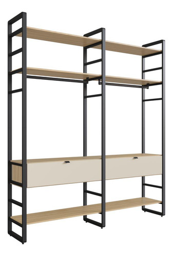 Closet Aberto Duplo Com 2 Gavetas Herval Valence