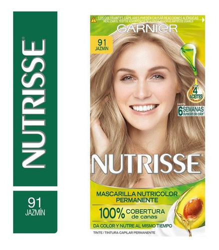 Kit Tinta Garnier  Nutrisse regular clasico Mascarilla nutricolor permanente tono 91 jazmín para cabello