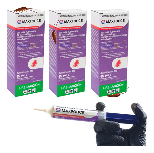 Maxforce Gel Veneno Para Cucarachas Jeringa Cucarachas 3 Pzs