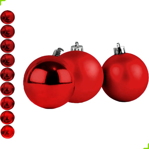 Bola De Natal Vermelha Lisa C/9 Bolas 7cm Enfeite P Arvore Cor Vermelho