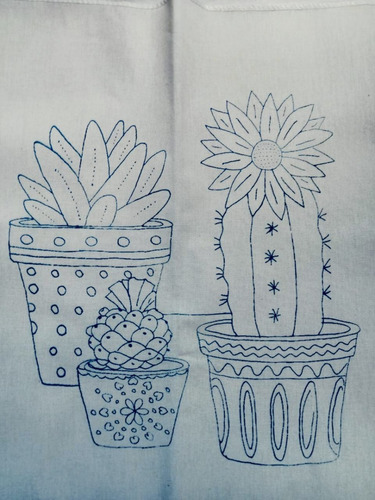 6 Servilletas Para Bordar Cactus 45x50 Cm Manta 100% Algodón