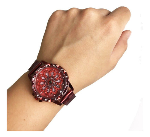 Relojes Giratorios Vintage Para Dama Moda Casual Colores Correa Rojo
