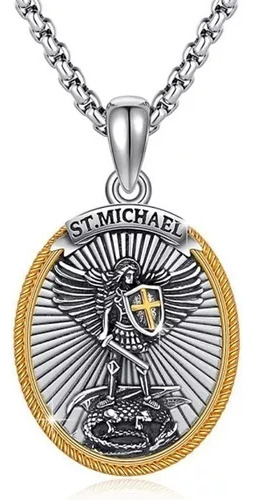 Colgante Con Amuleto De Fe, Medalla En Cadena, Arcángel San