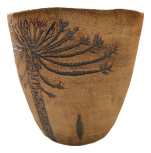 Vaso Rustico Pewen Con Sello En Cerámica Gres