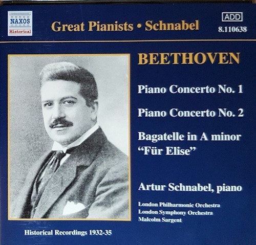 Pno Cto 1 2/schnabel - Beethoven Ludwig Van (cd) 