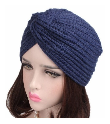 Turbante Azul Mujer Gorro Beanie Tejido