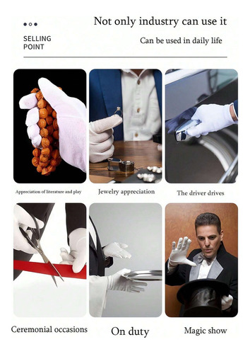 ** 10pz Guantes Blanco De Algodón For Monedas, Joyería,