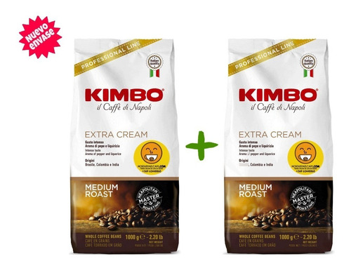 Pack 2kg Kimbo Espresso Extra Cream Café Italiano 100% 