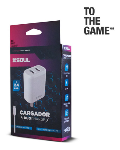 Cargador Rapido Tipo C 2.4a Soul 2 Usb Para Samsung Motorola
