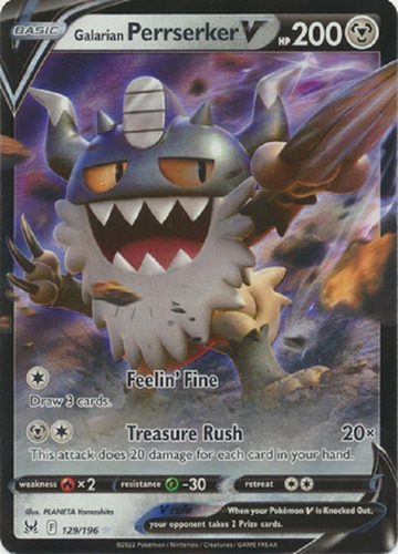 Galarian Perrserker V 129/196 Ultra Raro Pokemon Tcg