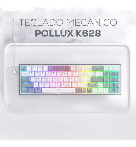 Teclado Gamer Redragon Pollux K628 Blanco/gris Alámbrico Idioma Inglés US