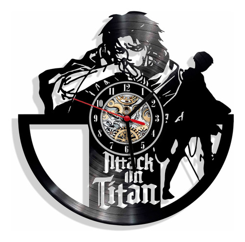 Reloj De Pared Elaborado En Disco Lp Ref. Attack On Titan