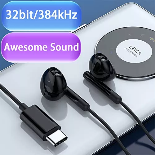 Auriculares USB C para iPad Pro, auriculares USB tipo C, auriculares  estéreo de alta fidelidad USB C con cable con micrófono, control de volumen  para