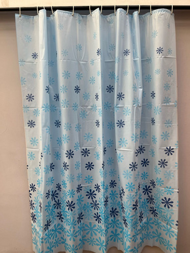 Cortina Plástica Baño Doble Con Protector Interno Y Ganchos Celeste Stars