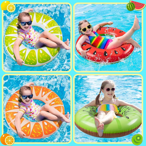 3 Salvavidas De Piscina De Frutas: Sandia Naranja Lima Multi-color
