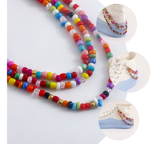 Par De Cadenas Para Zapatos Con Cuentas Multicapa, Accesorio