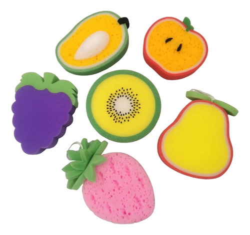 Pack 2 Esponja De Baño De Cuerpo Diseño De Fruta 13x12cm Color Variados