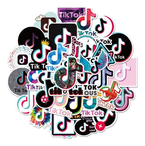 Tik Tok 50 Calcomanias Stickers D Pvc Vs Agua Redes Sociales