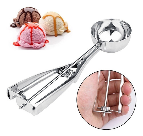 Cuchara Bochera P Bocha Helado Cupcake C/ Resorte Acero Inox