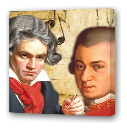 Cuadro 60x60cm Mozart Y Beethoven Diseño Genios Musica
