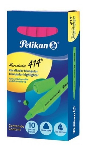 Marcatextos Triangular Pelikan 414 Caja Con 10 Piezas Color Rosa