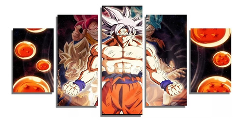 Quadro Drgon Ball Z Arte Moderna Super Instinto 5 Peças