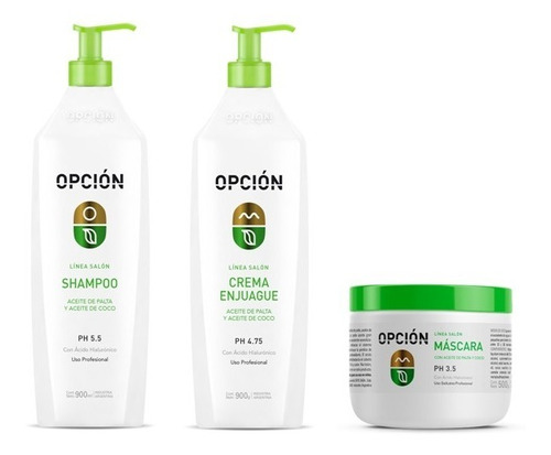 Kit Opcion Shampoo Enjuague Mascara Aceite Palta Coco