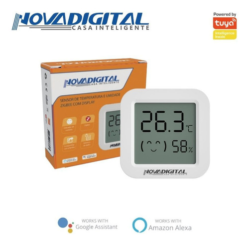 Sensor Temperatura E Umidade Com Display Novadigital Zigbee