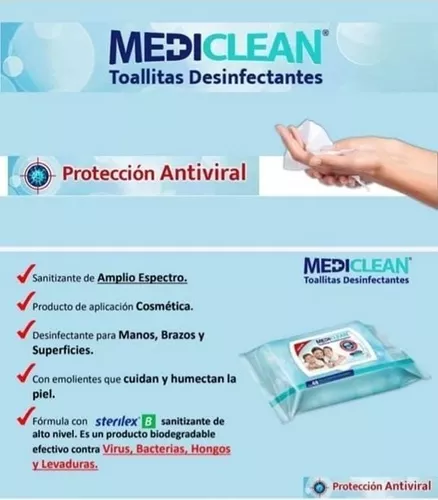 MediClean Toallitas Desinfectantes Tamaño Bolsillo - Caja con 50 paque –