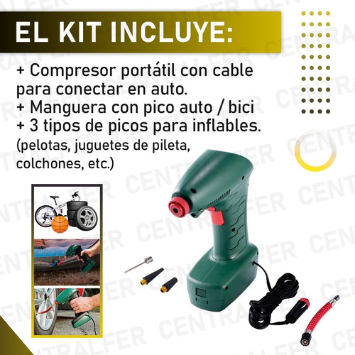Compresor De Aire Portátil 12v Automóvil Inflador Manometro