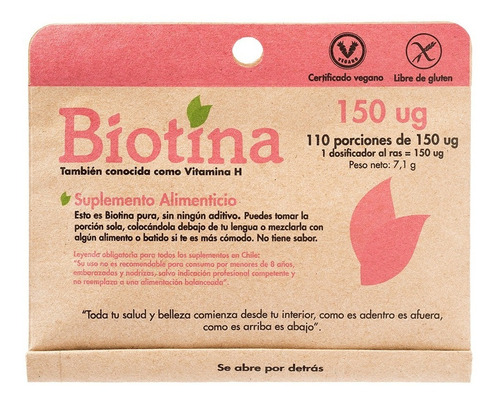 Imagen 1 de 1 de Biotina 150ug Dulzura Natural