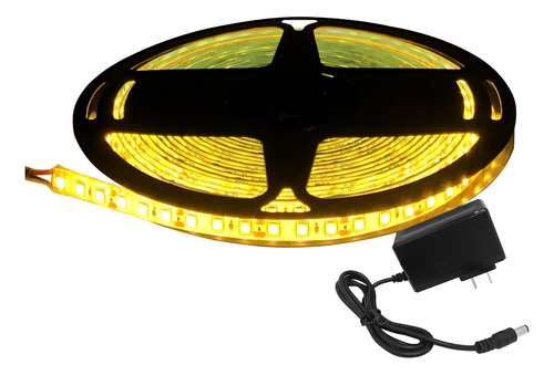 Rollo De Cinta Led Amarillo 2835 5metros Con Transformador