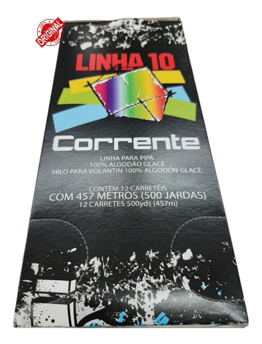 Kit 12 Carreteis Linha De Pipa 10 Corrente 500 Jardas Lacrad