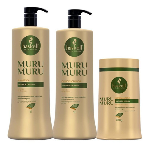 Kit Haskell Murumuru Shampoo Condicionador 1l+ Máscara 900g