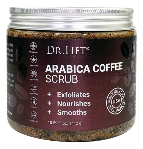 Exfoliante De Café Arábica, 15.59 Onzas, Exfoliante De Cu.